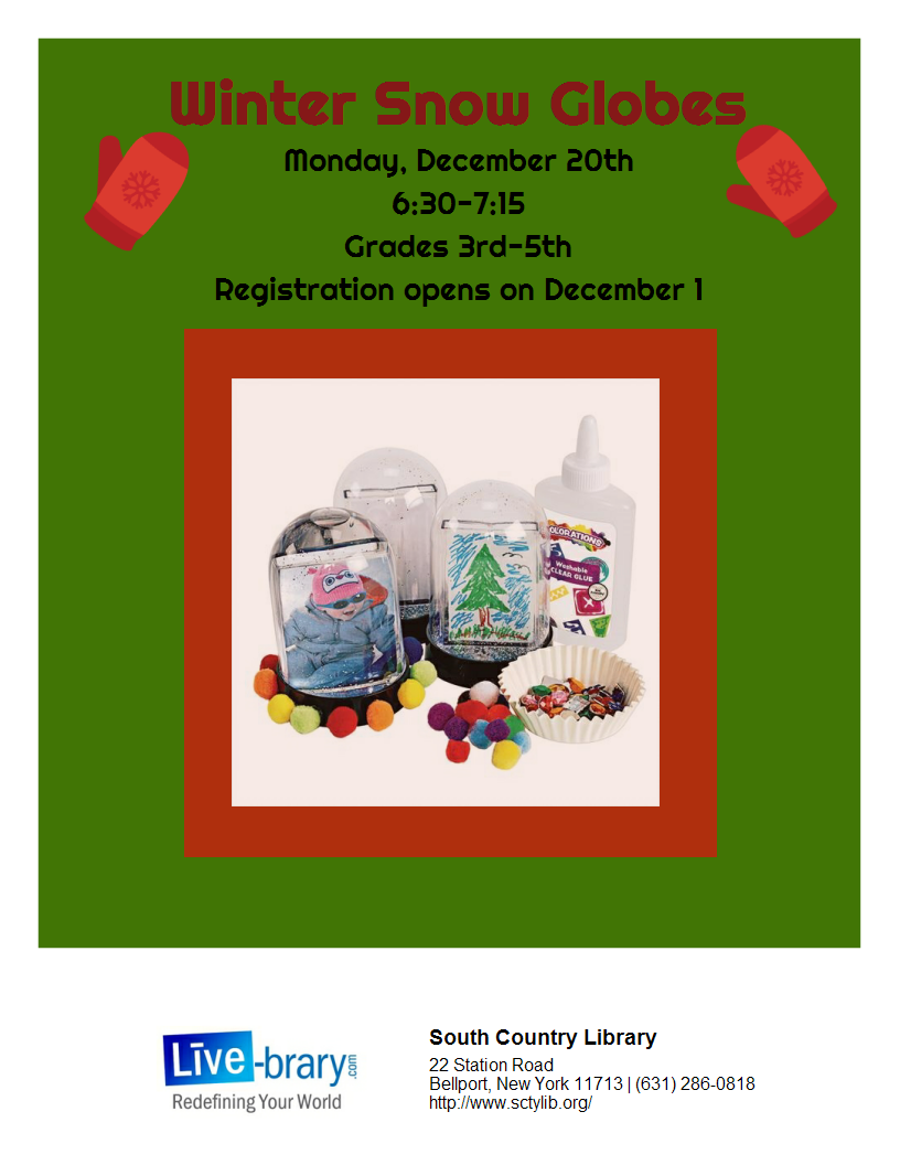 Winter Snow Globes INPERSON [3rd 5th] South Country Library